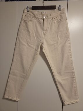 Mango Off-White Denim Jeans with Metal Button